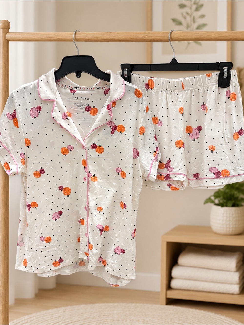Rae Dunn Women's Pumpkin Print Short Pajama Set - Picture 2 of 5